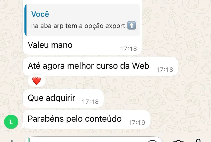 Print de aluno: melhor curso