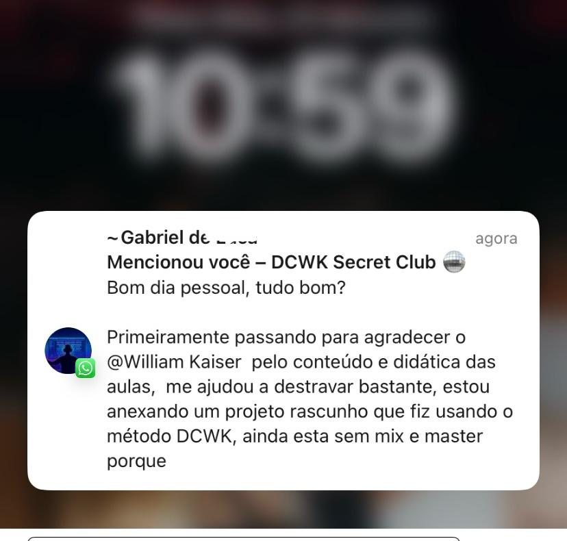 Aluno DCWK compartilhando resultado após aplicar os 4 pilares