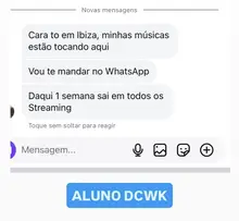 Print de aluno com música tocando em Ibiza